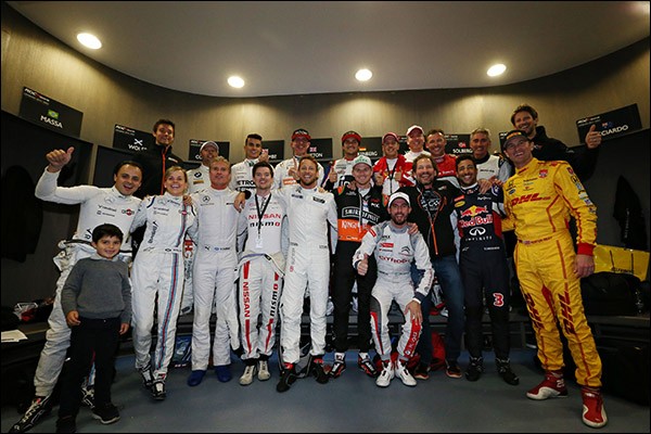 The drivers in the locker room before the ROC Nations Cup