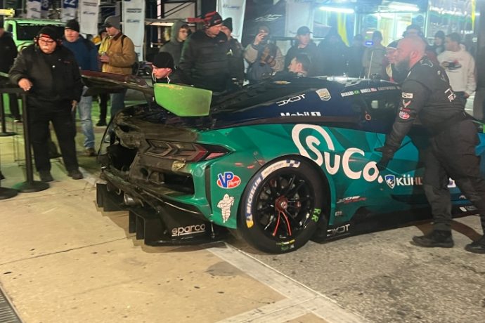 Daytona 24 Hour 13: DXDT Corvette Fire Causes FCY